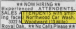 Northwood Car Wash - Mar 1993 Ad With Old Address (newer photo)